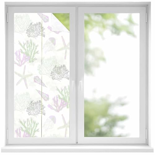 Vinilo decorativo para ventana patrón medusas coral 39.3x17.7 in miniatura 1