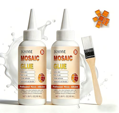 BOMVMVE 200ml Mosaikkleber - Transparenter Mosaikkleber Wasserfester & Schnelltrocknender Hochklebender Mosaik Kleber geeignet für Glas Keramik Kunststoff und Steinoberflächen