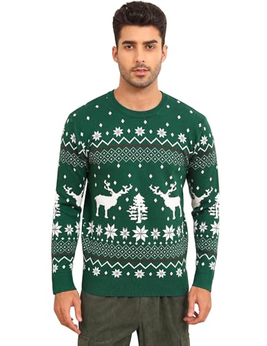 LecGee Christmas Sweater Couple Roundneck Reindeer Snowflakes Ugly Long Sleeve Knitted Sweater Pullover Slim Fit Men Women - Image 3