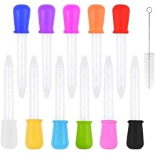 11 Colors Liquid Droppers Clear Medicine Silicone and Plastic Pipettes Eye Dropper with Bulb Tip for Kids Candy Molds,Feed liquid dropper,Equipped with cleaning brush,For DIY Projects5 ml