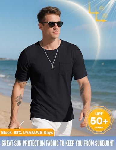 MAGCOMSEN Mens Pocket T Shirts Cooling UPF 50+ Summer Tee Shirt Short Sleeve Crewneck Tee Cotton Lightweight Casual T-Shirt2