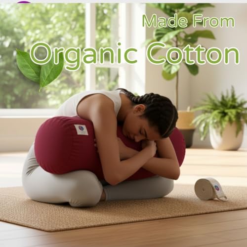 Image of Streetup India Yoga Bolster for Iyengar Yoga With Premium Cotton Washable Cover (Blue, Standard)