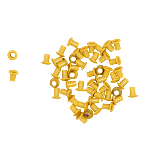 Craftelier - Pack of 50 Mini Eyelets Ideal for Card Making, Scrapbooking and Crafts | Suitable for Various Materials | Size Approx. 3 mm Inside Diameter and 5 mm Outside Diameter - Mustard Colour
