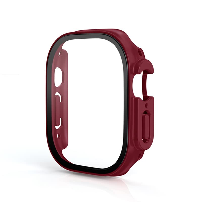 Protection Apple Watch Ultra 49mm coque PC rouge vin et verre trempé CZKE