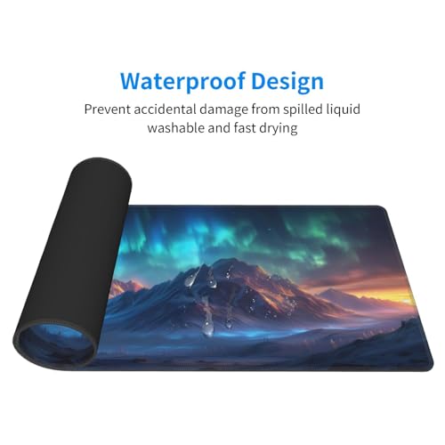 Image of Gaming Mouse Pad Desk Pad,Extended Big Mouse Pad,31.5x11.8 Inch Long Computer Keyboard Mouse Mat Mousepad with 3mm Non-Slip Base and Stitched Edge for Gaming and Office (Aurora)