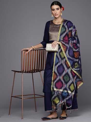 Image of INDO ERA Cotton Women's Yoke Design Kurta Pant With Dupatta Set