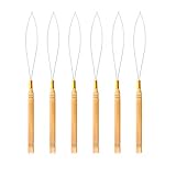 6 Wooden Hair Extension Loop Needle Threader Pulling Hook Tools and Bead Device Tools Loop Threader...