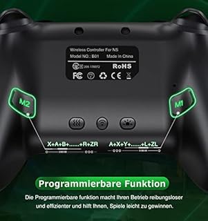 HELLCOOL Switch Controller, Wireless Controller Switch mit Präzise Bewegungssteuerung/Dual Vibration/Turbo/Macro/Aufweckenfunktion, Cooles LED Licht Switch Controller für Switch/Lite/OLED