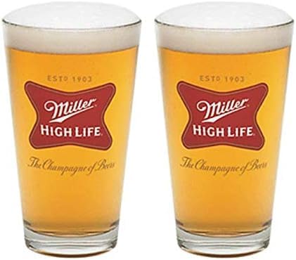 Miller High Life Signature Pint Glasses, Set of 2