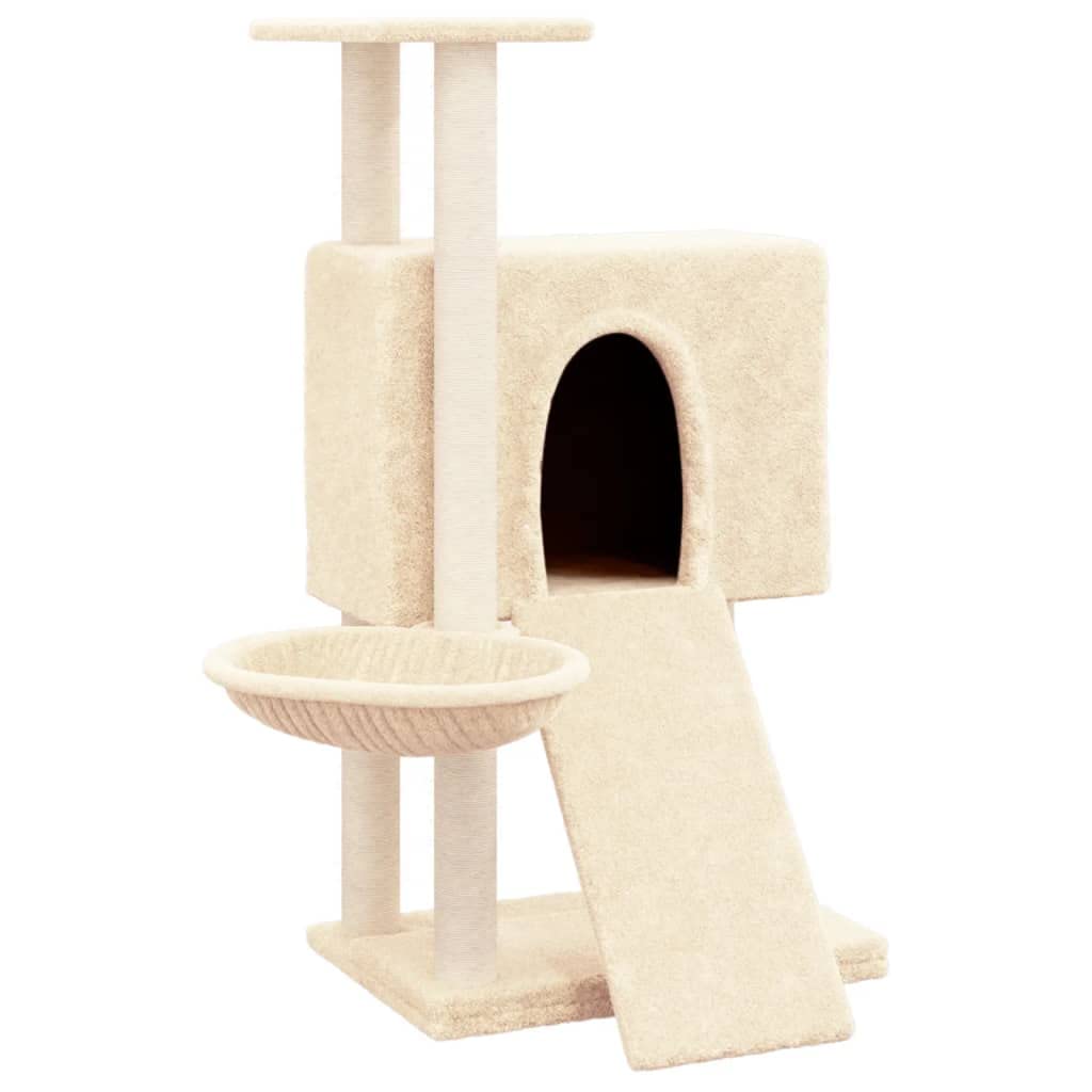 Rascador para Gatos con Postes de sisal, ShGaxin Rascador Gato, Arbol Rascador para Gatos, Gatos Accesorios, Torre Gatos, Arranhador para Gatos, Casa para Gatos, Crema 96 cm