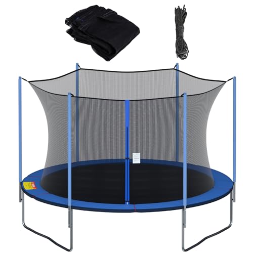 Cliselda Red de repuesto para trampolín de 4,5 m, 8 polos, para trampolines de marco redondo, transpirable y resistente a la intemperie, con correas ajustables (solo red)