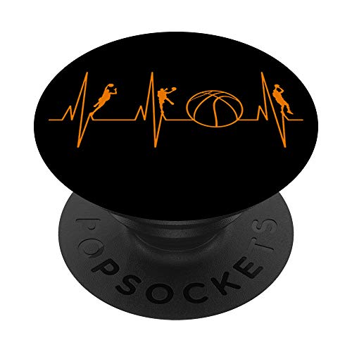 BBall Heartbeat Graphics - Siluetas para jugadores de baloncesto PopSockets PopGrip Intercambiable