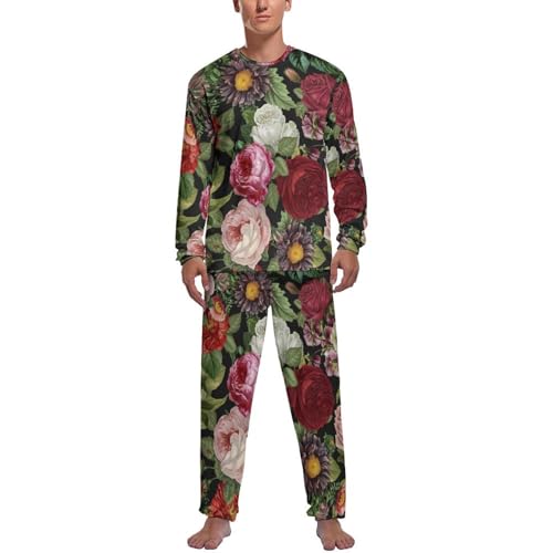 Pyjama homme haut et bas manche longue résolvant le manque de confort la nuit motif rose