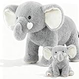 2.2lbs Mom and Baby Elephant Plush Toys, 2PCS Elephant Stuffed Animals 18in | 12in, Soft Plush Elephants Toy Gifts for Kids Girl Boy Birthday Christmas Festival (Softer than Other Short-haired Plush)