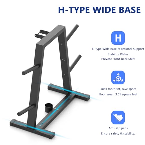 Weight Plate Rack Olympic Plate Rack Weight Storage Rack for 1-Inch Weight Plates, Olympic Weight Plate Tree - Heavy Duty Bumper Plate Rack for Home Gym, Holds 300 lbs - Image 5