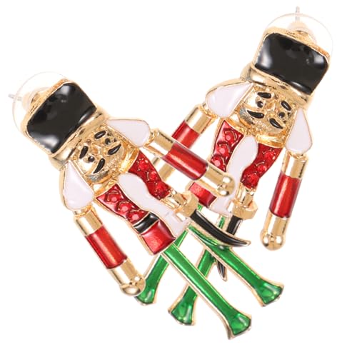 Holibanna 1 Par pendientes cascanueces decoraciones aretes lindos pendientes de clip oro pendientes de mujer earrings for women pendientes de niñas pendientes de disfraz para mujer aleación