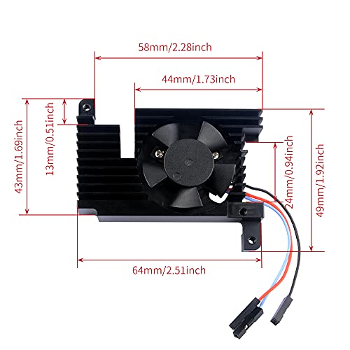 GeeekPi Aluminum Heatsink with PWM Controllable Fan for Raspberry Pi 4, Pi 4 Armor Lite Heatsink with PWM Speed Control Fan for Raspberry Pi 4 Model B