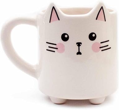 Meow 03 Handmade 3D Cream Shiny Mug - Handmade Ceramic Mug