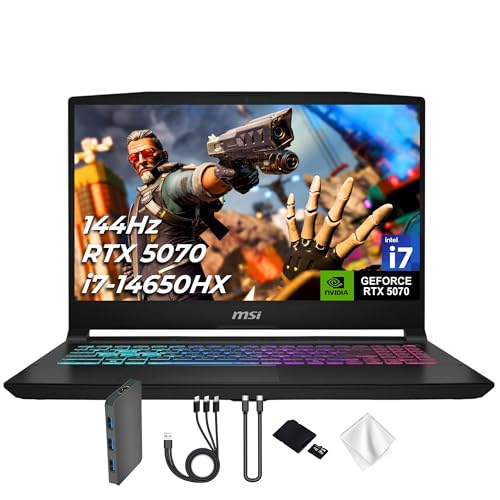 Image of msi Katana 15.6 inch 165Hz QHD Gaming Laptop, NVIDIA GeForce RTX 5070 8GB, 64GB DDR5 RAM, 5TB Storage(4TB SSD & 1TB Docking Station), Intel Core i7-14650HX, 4 Zone RGB Backlit Keyboard, Windows 11, Black
