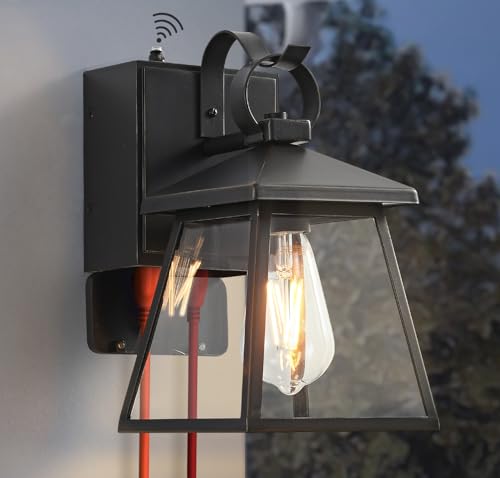 Dusk to Dawn Outdoor Lighting with GFCI Outlet, Waterproof Outsid...