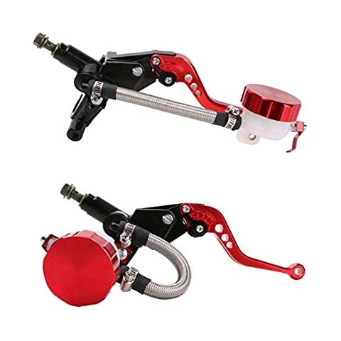 Universal Motorcycle 7/8" 22mm Handlebar Brake Master Cylinder Clutch Lever Left & Right Set for Harley Honda Kawasaki Suzuki Yamaha Piston Diameter 12.7X20(MM) Motorcycle(RED) Cover