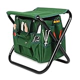 AufuN Gartenwerkzeug Hocker Klapphocker mit Abnehmbare Aufbewahrungstasche für Gartenarbeit, HxBxT: 40 x 30 x 37 cm, Gartenhocker klappbar für Erwachsene, Mutter, Papa, Gärtner, Grün