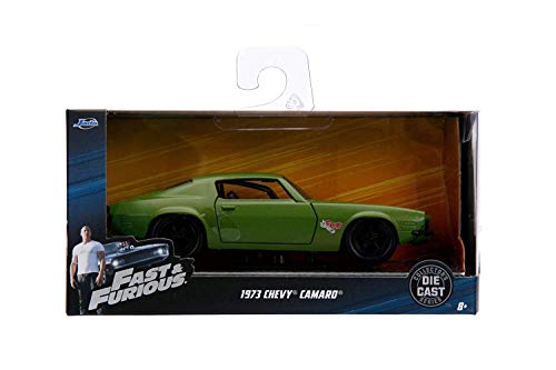 Jada Dom's 1973 Chevrolet Camaro F-Bomb Matt Green with Black Hood Stripe Fast & Furious Movie 1/32 Diecast Model Car