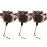 FeelfunFeather オーストリッチフェザーダスター クラシック 14インチ フェザーダスター ナチュラルフワフワ 木製ハンドル付き 環境に優しい再利用可能 ハンドヘルド クリーニング用品 自宅 車 オフィス (3個)