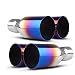 2.5 Inch Inlet Dual Blue Burnt Chromed Exhaust tip, AUTOSAVER88 2 1/2 Universal Diesel Exhaust pipe Stainless Steel for Truck Cars, 2.5 x 3.5 x 10.5