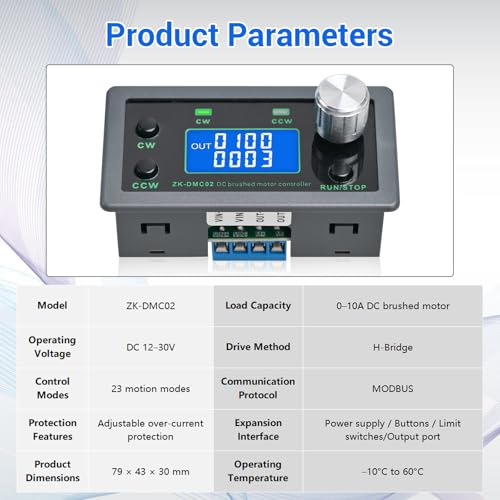 BANRIA PWM DC Motor Speed Controller 12V–30V 10A Variable Speed Regulator, Forward Reverse Motor Control Module with Delay Timer, Limit Switch Input, 23 Modes, Memory Function