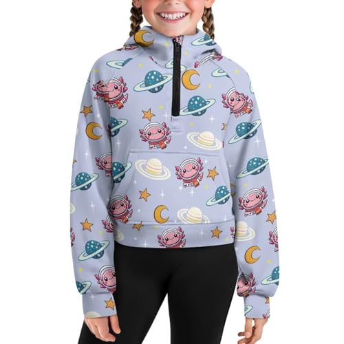 Sweatshirts for Girls Kids Half Zip Up Pullover Hoodies Long Sleeve Sweatshirts with Pockets Fall Winter Clothes2