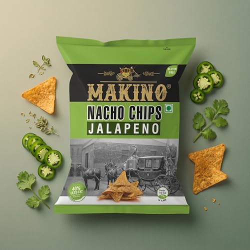 Image of Makino - Nacho Chips Jalapeno Flavour 150 Gram | Tortilla | Healthy | Tasty Savoury Snack | Delicious Nacho Chips | Low Calorie - Pack Of 3