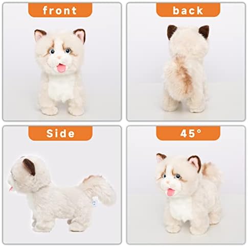 Electronic Interactive Cat Simulation Ragdoll Cat-Realistic Handmade Toy Cat with Walking, Barking, Wagging Tail & Talking-Like Real Robotic Present Pet Toy for Toddler Kids Girls Boys 4 417t2X4D5hL. AC