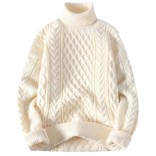 Mens Turtleneck Sweaters Pullover Autumn Winter Solid Color Knitted Sweater