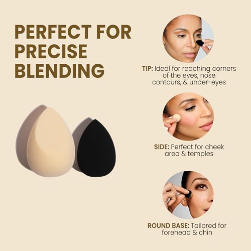 Image of Milagro Beauty Mini Mates Duo Beauty Blender | Small Precision Makeup Sponge for Concealer, Under Eye, Nose & Detail Blending (2 Piece)