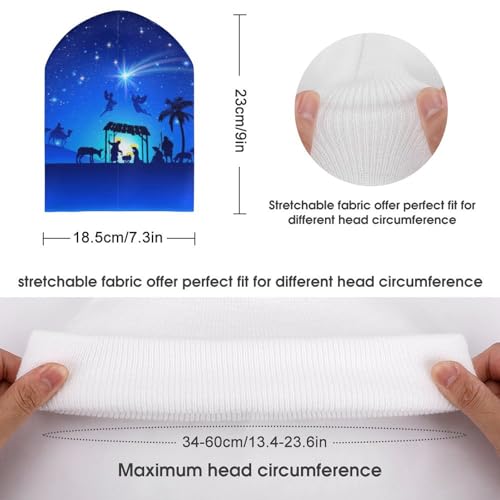 Christmas Christian Nativity Scene Kids Beanie Hat for for Girls Boys Children Cap Winter Knitted Chemo Cancer Headwear Accessories Gifts Decoration Black2