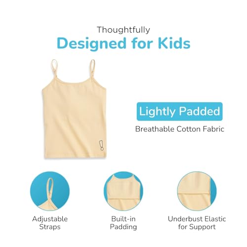 Image of YouGotPlanB Cotton Padded Camisole | Pack of 2 | Ages 8-16 Years | Built-in Light Padding | Full Coverage | Ideal for School