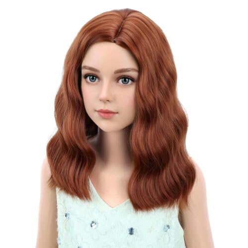 Image of PATTNIUM Kids Ginger Orange Wig Child Short Wavy Wig Dark Orange Wigs for Girls Cosplay Halloween Party Costume Heat Resistant Synthetic Wigs