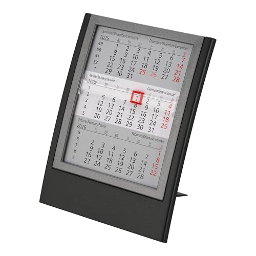 Tischkalender + 2026/2027 + Monatskalender 3 Monate Kalender Kalendarium Stehkalender Ausstellkalender Bürokalender 2 Jahr Jahre 24 Monat Monate Quer Büro Hoch – Made in Germany - Variante 6