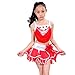 KINDOYO Costumi per la Danza per Bambini - Vestiti per la Danza Latina per Le Ragazze Vestiti per Le Prestazioni per Cheerleaders per Bambini,Rosso,EU 150=Tag 160,160cm Altezza Consigliata