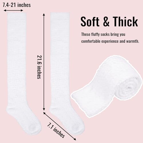Image of Moon Wood Womens Thigh High Socks Long Soft Warm Leg Warmers Fuzzy Over Knee High Stockings Coral Fleece Plush Socks