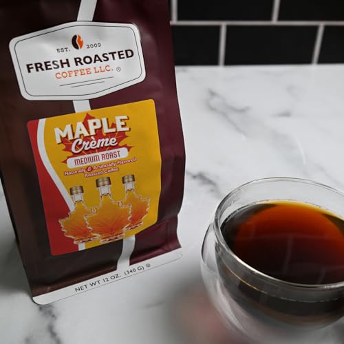 Image of Fresh Roasted Coffee, Maple Creme Flavored Whole Bean Coffee, Medium Roast, Kosher, 12 oz