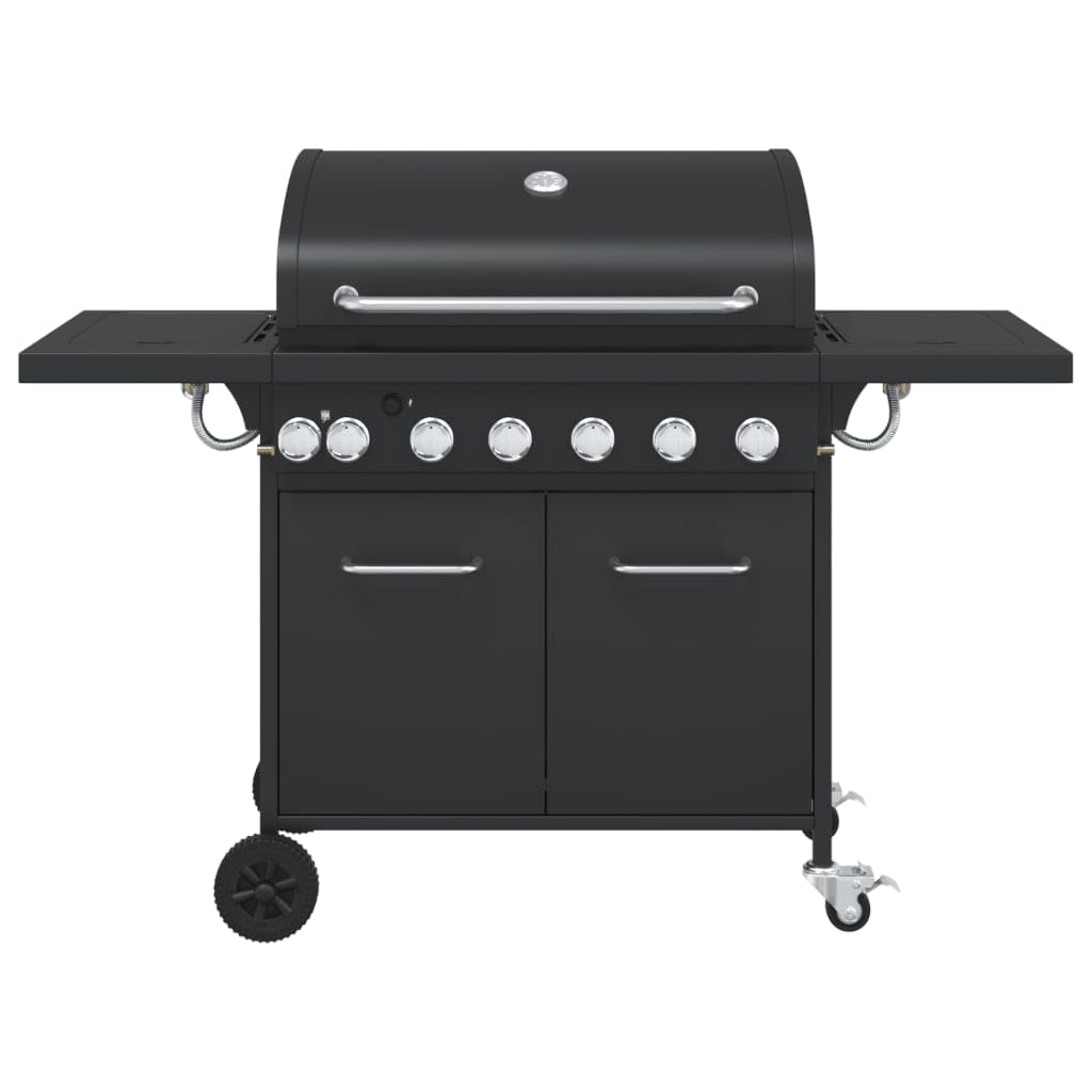 Grill gazowy z 7 płomieniami, stal malowana proszkowo, 18,2 kW z termometrem, zapłon piezoelektryczny, powierzchnia grillowania, 73 x 40 cm, na balkon, do ogrodu, na taras, do smażenia na