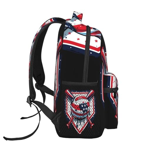 Baseball Drip Ice Cream American Flag Game Day Backpack Multipurpose Shoulder Bag Capacity Gym Outdoor Hiking Travel Camping Gym Daypack 16in3