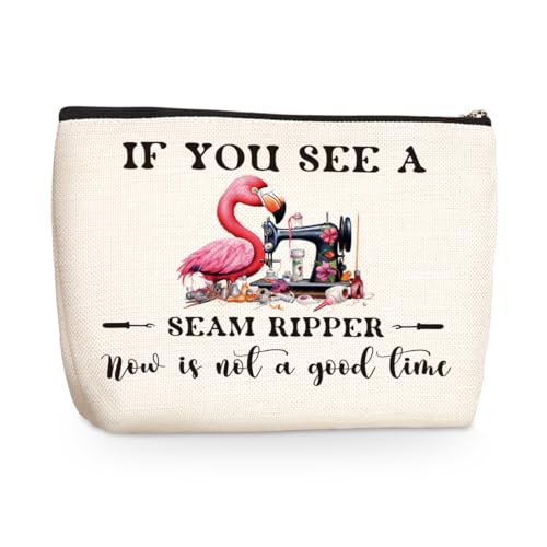 Funny Flamingo Gifts Sewing Accessories Cosmetic Bag Humorous Sewing Gifts Makeup Organizer Bag Quilting Gift Christmas Birthday Appreciation Gift Toiletry Bags for Mother Aunt Sister