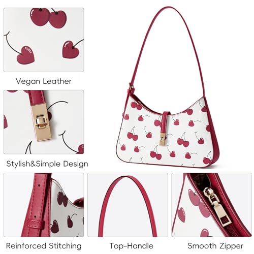 Image of CLUCI Shoulder Bag for Women, Cherry Purses for Women, Cherries Handbag Hobo Bags Vegan Leather Crossbody Purse with Adjustable Strap