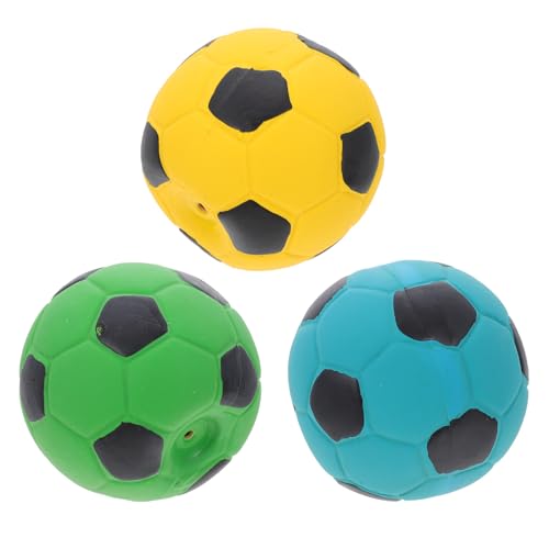 SOLUSTRE 3 Stück Hundespielzeug aus Latex Geräuschvoller Fußball Weich und Strapazierfähig für Tägliches und Beißtraining