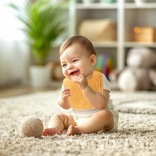Muslin Baby Bibs,Pack of 7,100% Cotton Baby Bib for Drooling and Teething, Absorbent and Soft,Adjustable,Unisex4