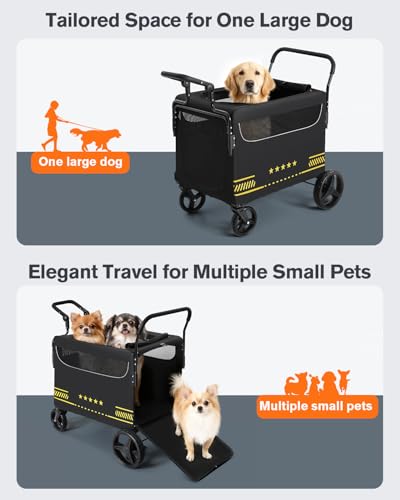 Image of All Terrain Pet Stroller for Medium & Large Dogs with Ramp