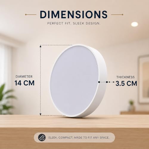 Image of STARKLE 18W Rimless Round LED Surface Panel Lights, 4000K Natural White Full Screen Ceiling Lamps, Energy Efficient Surface Mounted Lighting for Home, Office & Indoor Use (Pack of 6)